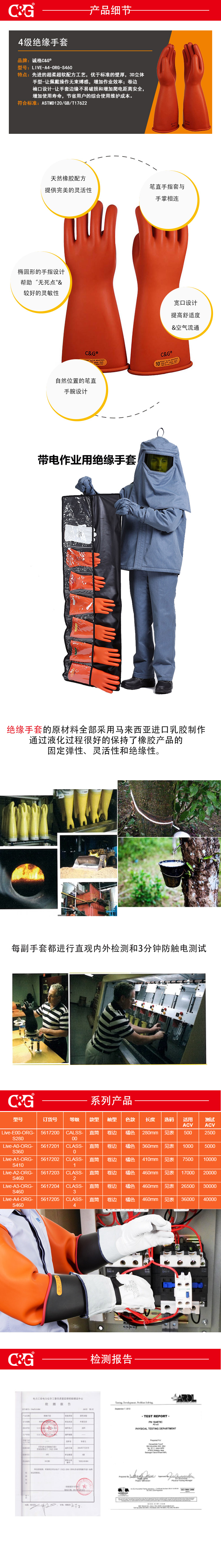4級絕(jué)緣手套橘色直筒款(kuǎn)